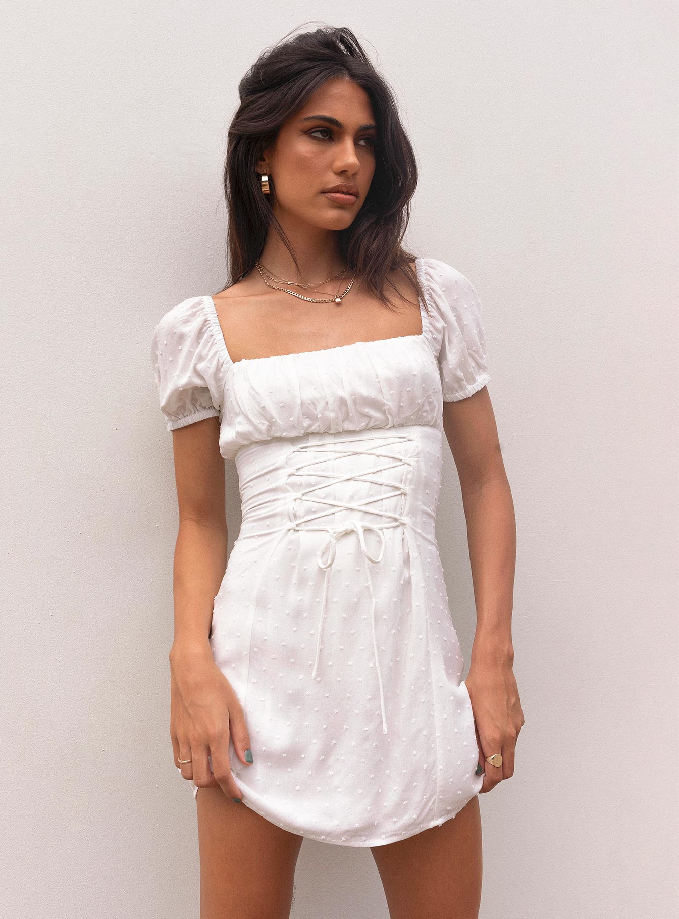 Fauci Mini Dress White - women's fashion by Ellevoria - view 6
