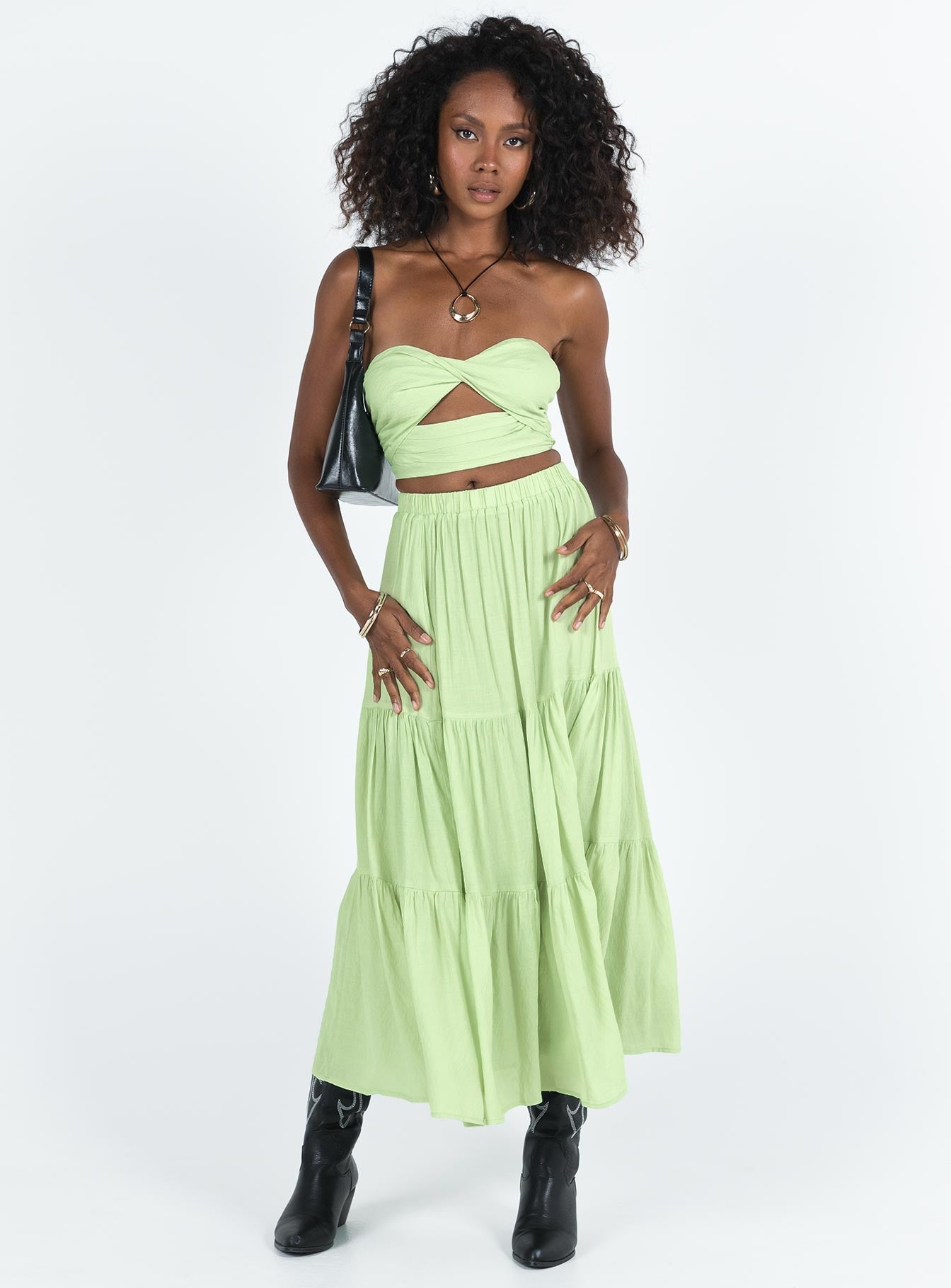 Allie Set Lime women's skirt set by Ellevoria