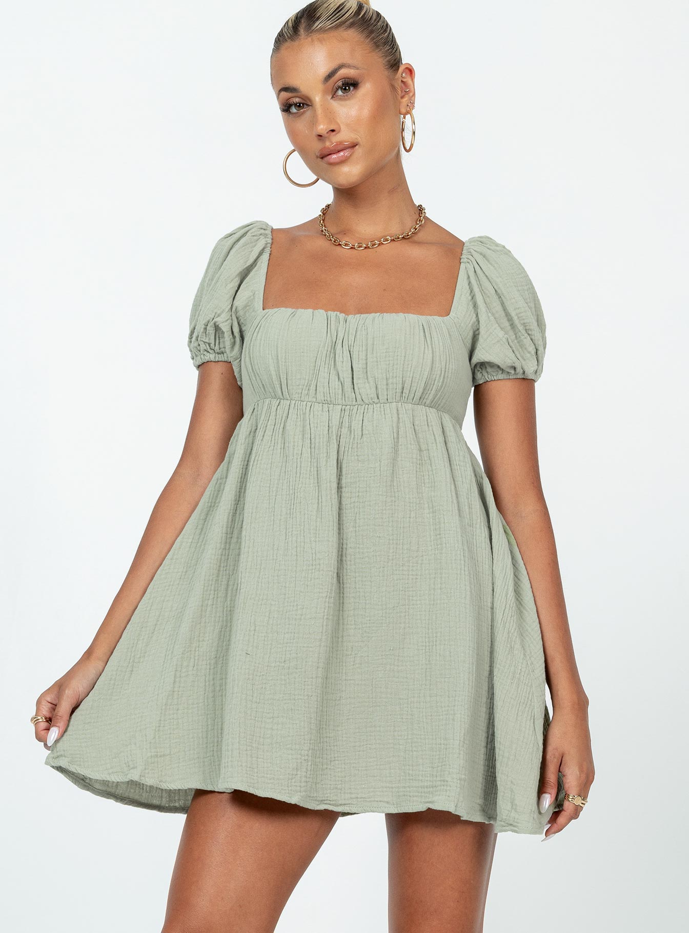 Let's Dance Mini Dress Sage - women's fashion by Ellevoria - view 2