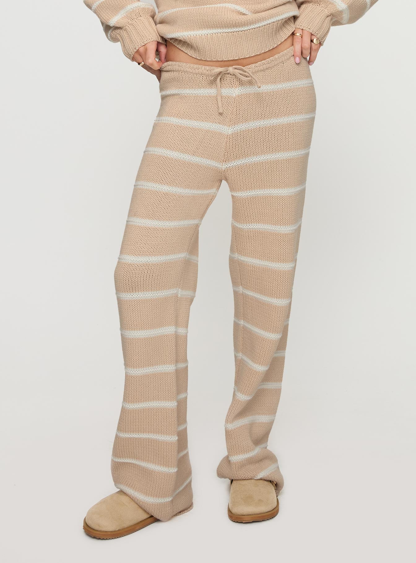 Read Your Mind Knit Pant Cream Stripe women's pant set by Ellevoria