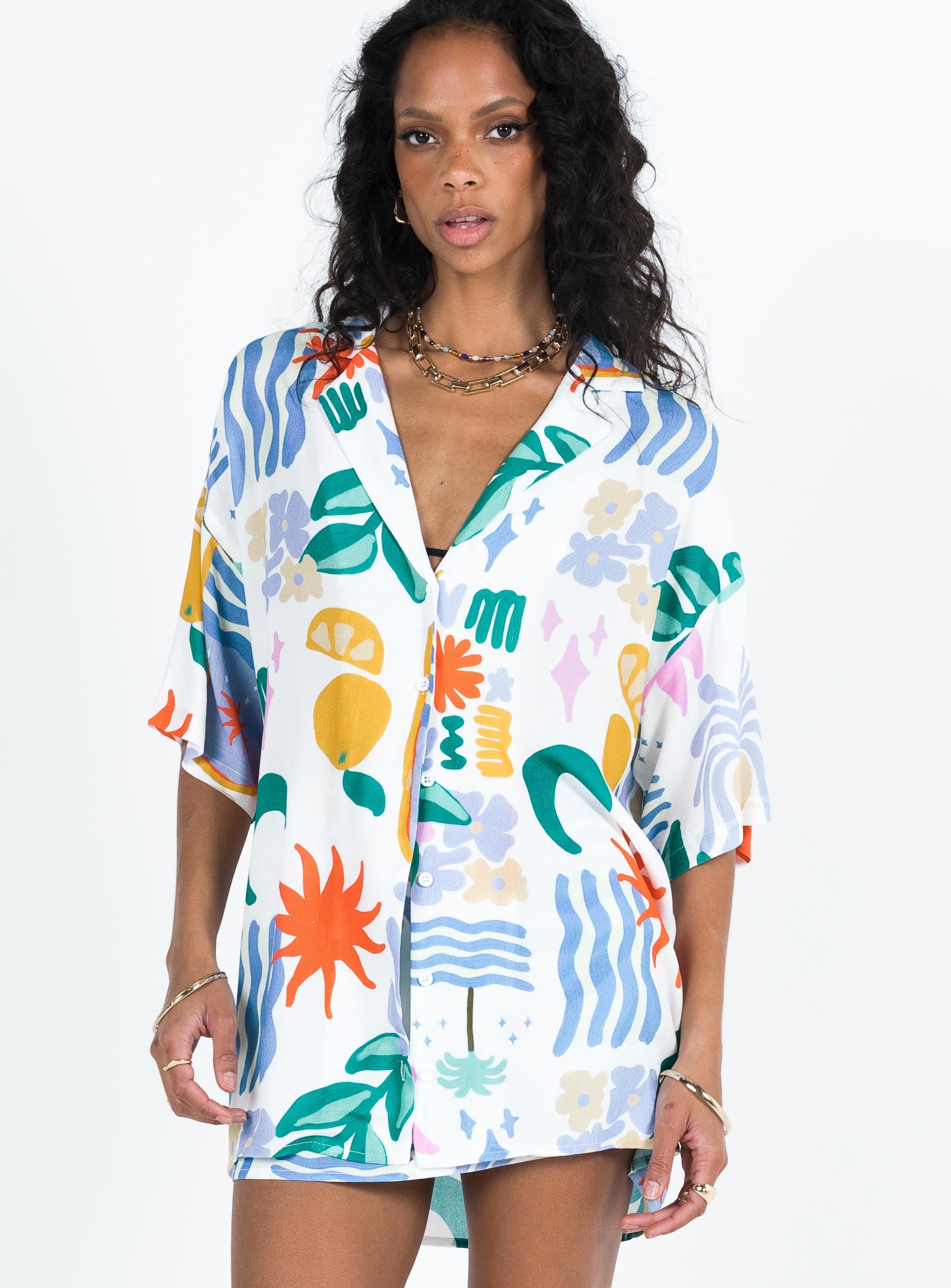 Caraliia Shirt Blue Multi - women's shirt by Ellevoria - view 3