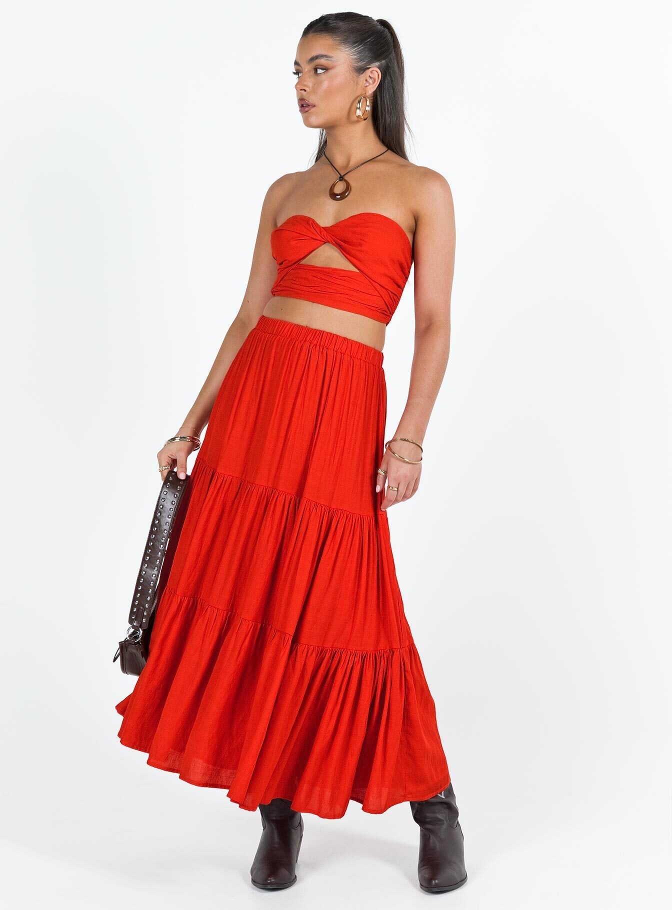 Allie Set Red women's skirt set by Ellevoria