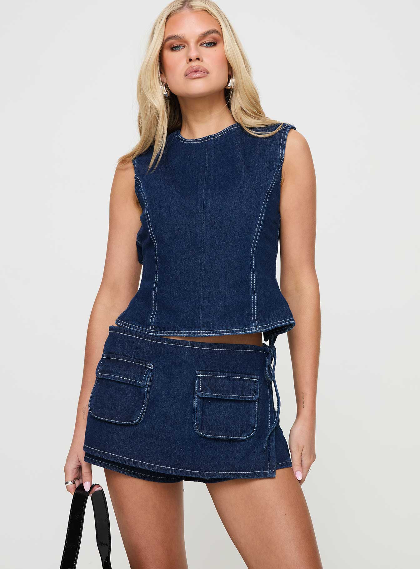 Countryside Skort Blue Denim women's two piece set by Ellevoria