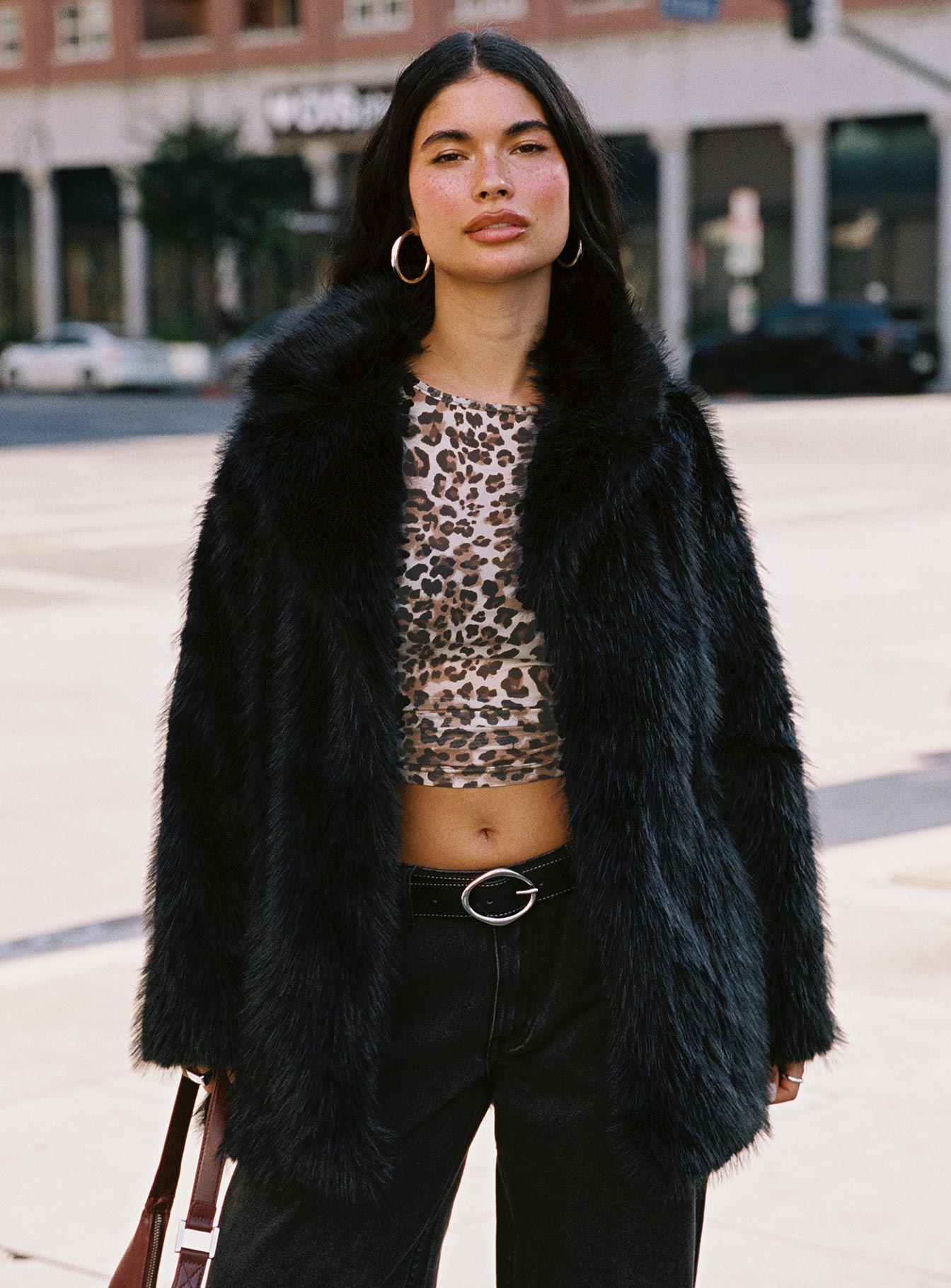 Super Trouper Faux Fur Jacket Black women's jacket by Ellevoria