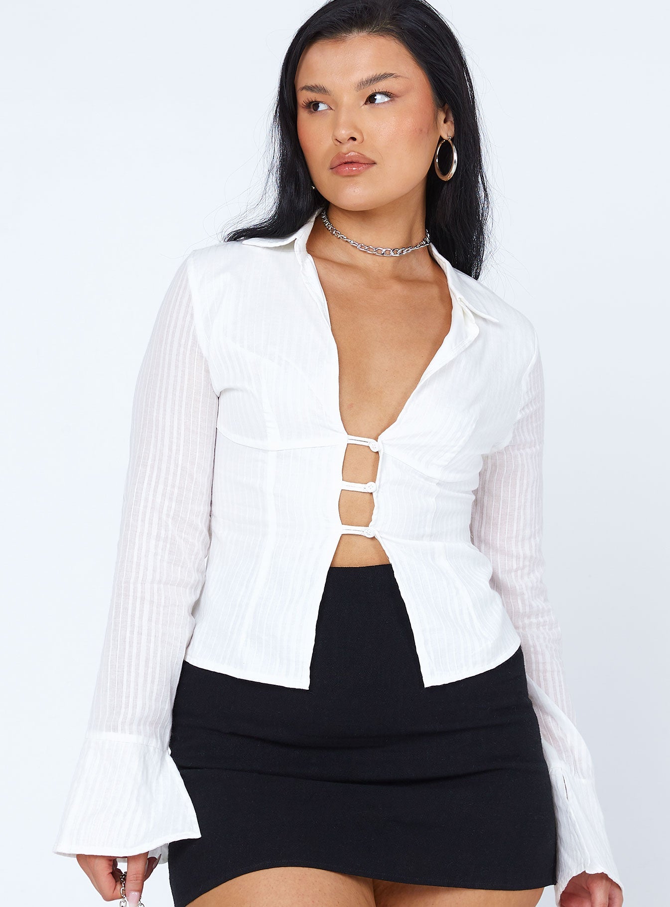 Nial Long Sleeve Top White - women's shirt by Ellevoria - view 2