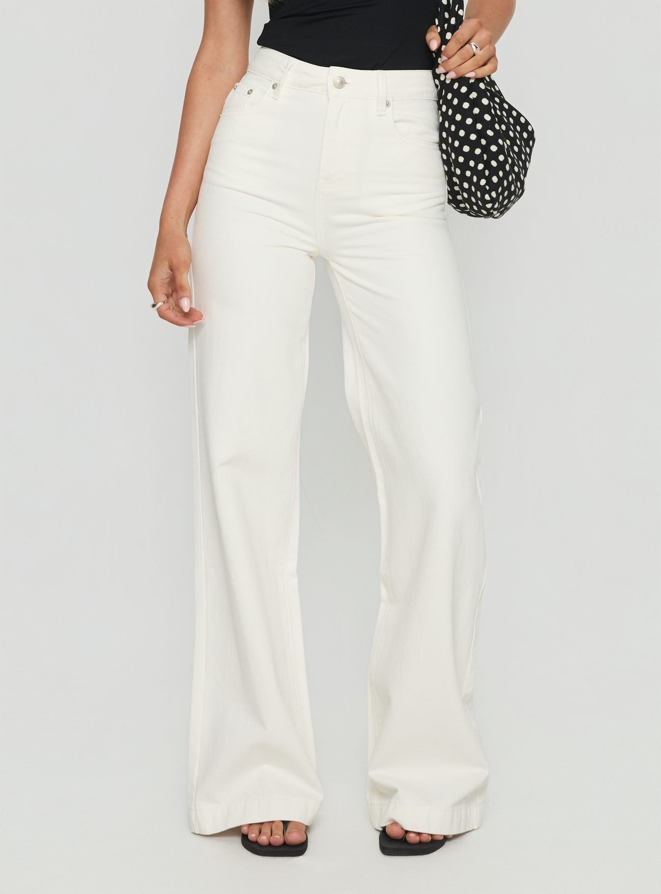 Goldie High Rise Wide Leg Jeans White women's denim jeans by Ellevoria