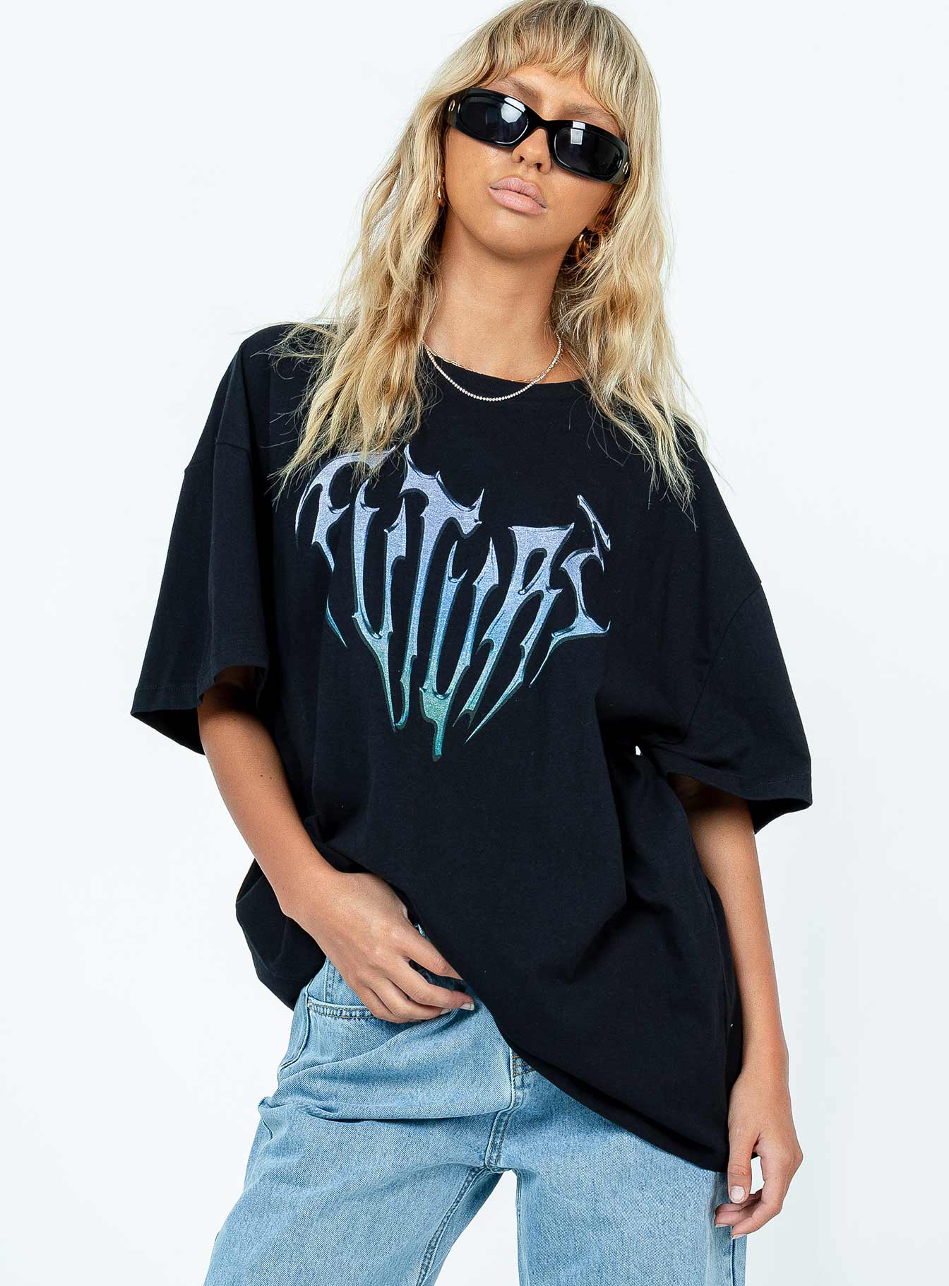Future Oversize Tee Black - women's top by Ellevoria - view 2