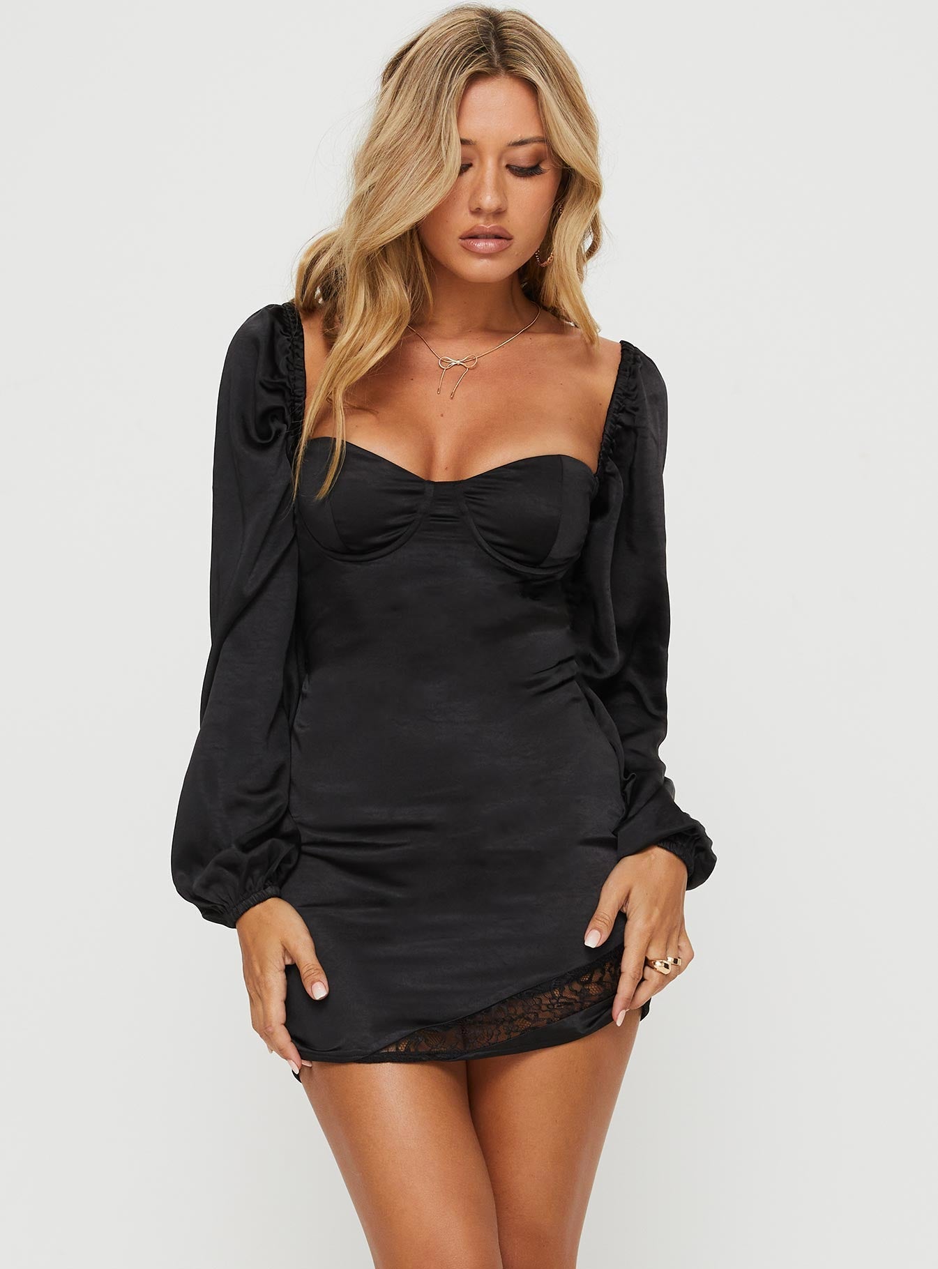 Kato Long Sleeve Mini Dress Black - women's fashion by Ellevoria - view 2