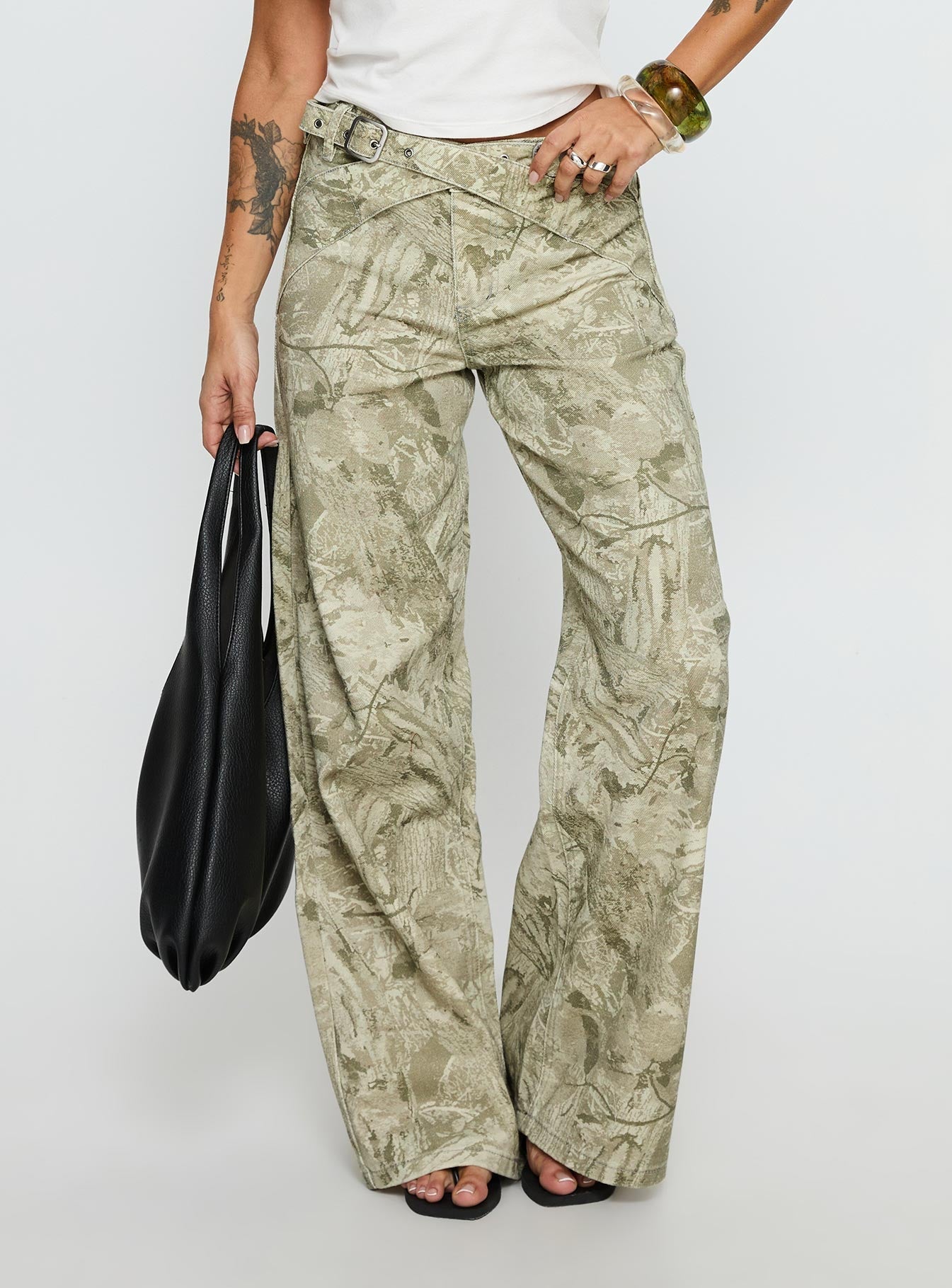 Mckinley Mid Rise Wide Leg Jeans Camouflage women's denim jeans by Ellevoria