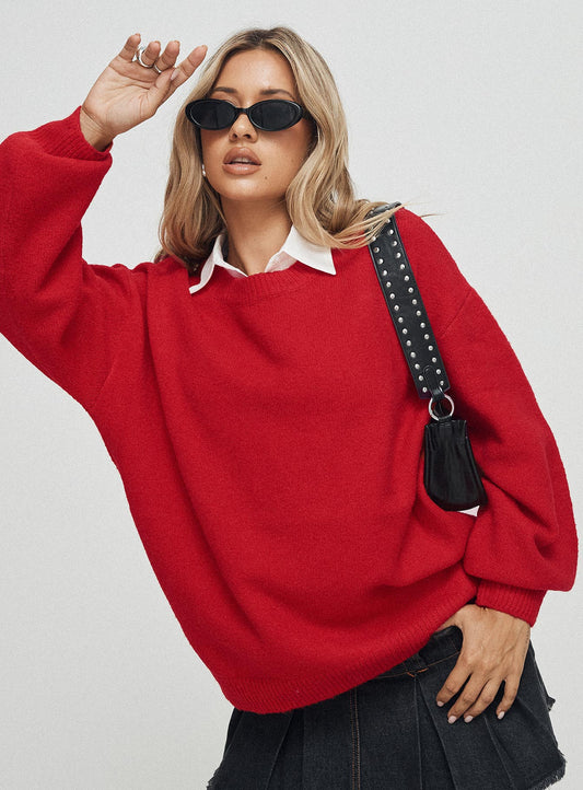 Ryanna Sweater Red women's sweater by Ellevoria