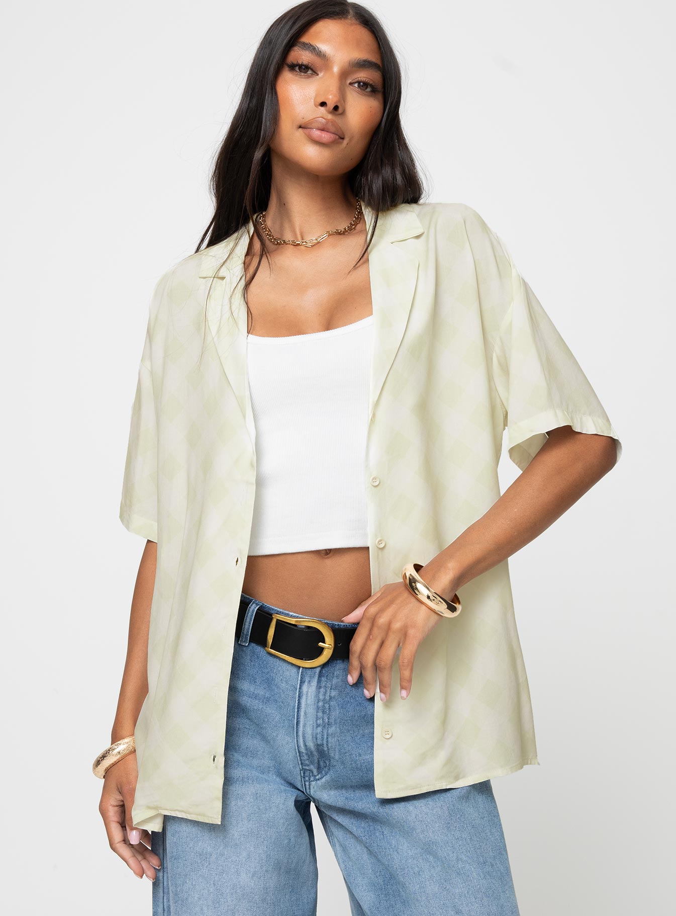 Caraliia Shirt Green Check - women's shirt by Ellevoria - view 2