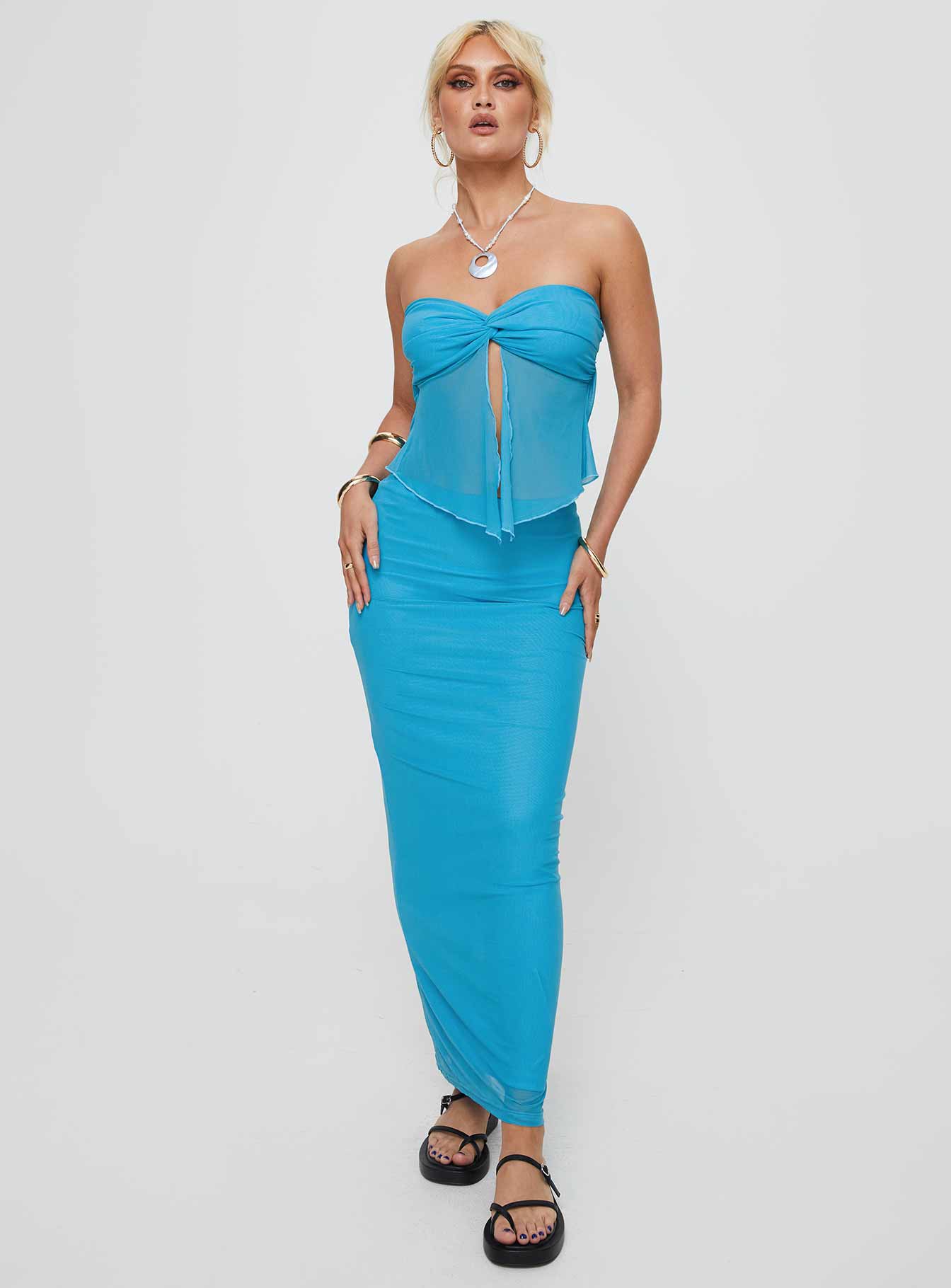 Saracho Set Blue women's skirt set by Ellevoria