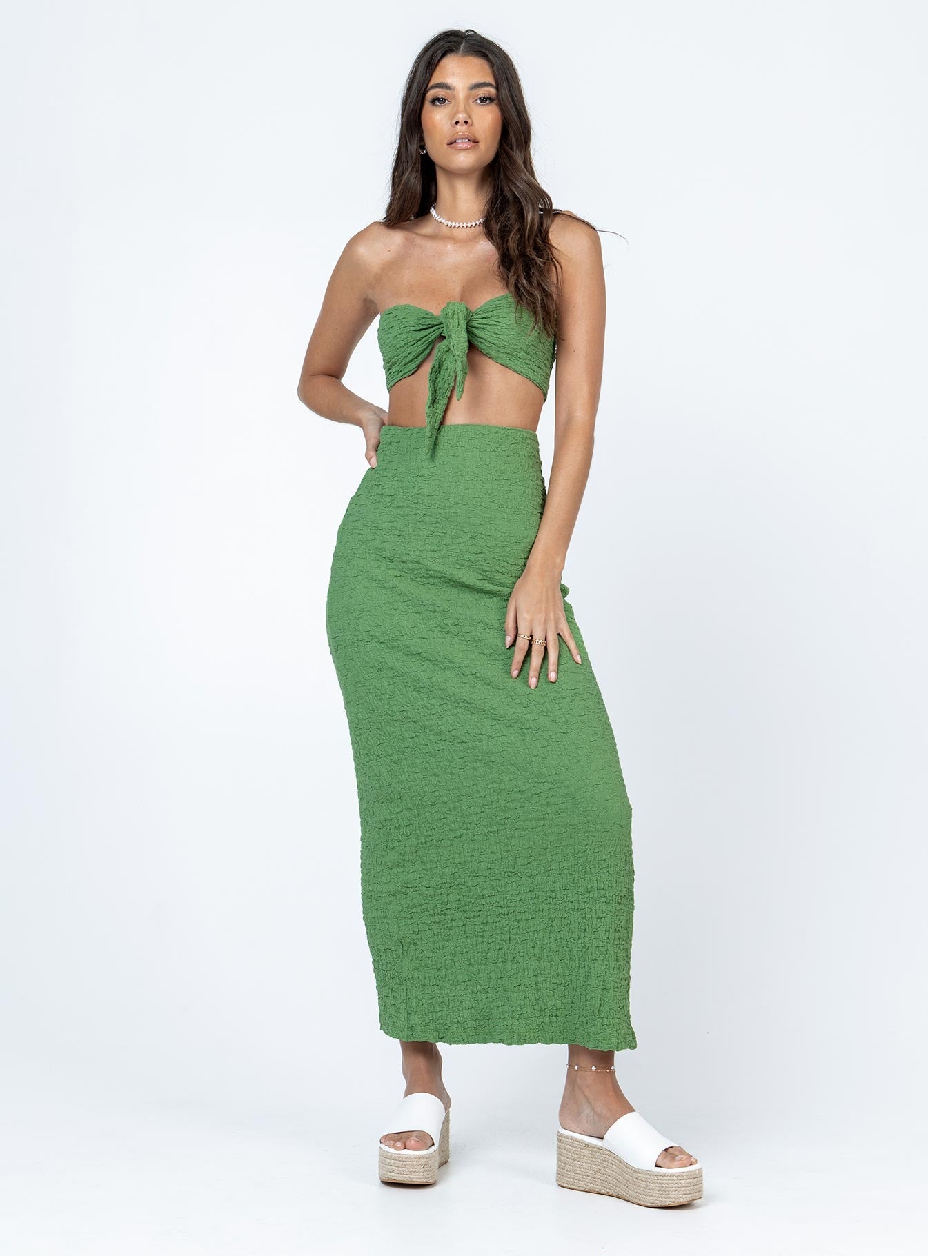 Matilda Maxi Set Green women's skirt set by Ellevoria