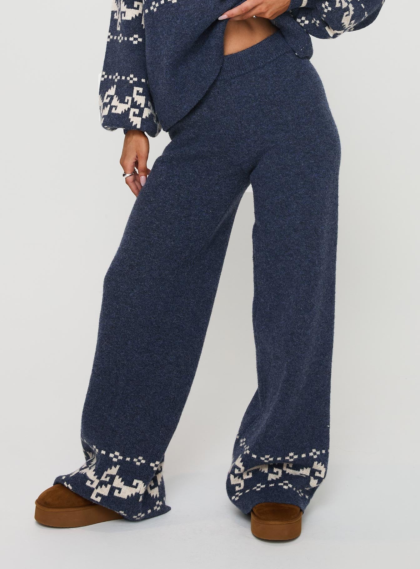 Alpine Knit Pants Navy / Cream women's pant set by Ellevoria