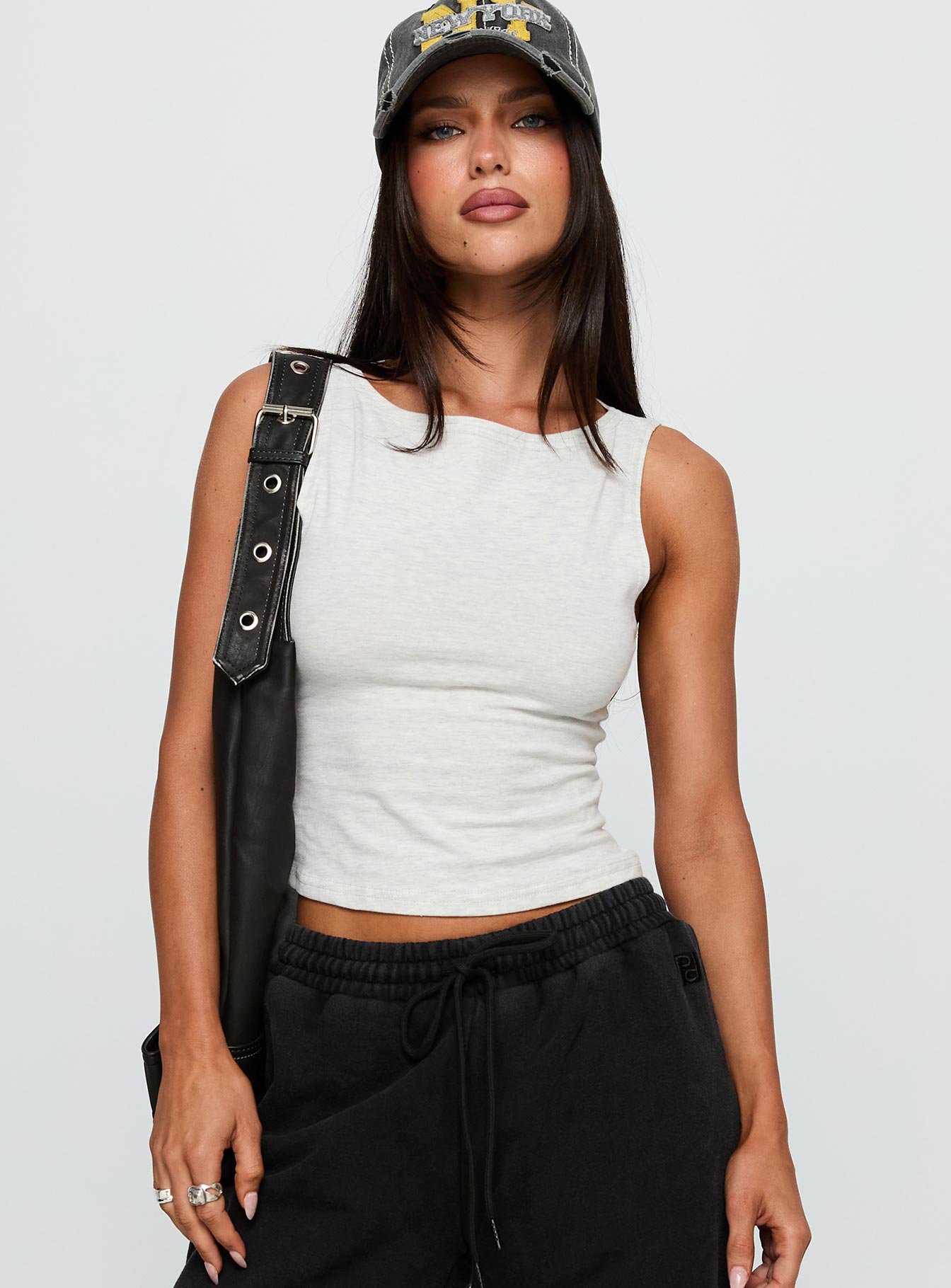 Bleeker High Neck Top Grey Marle - women's top by Ellevoria - view 2