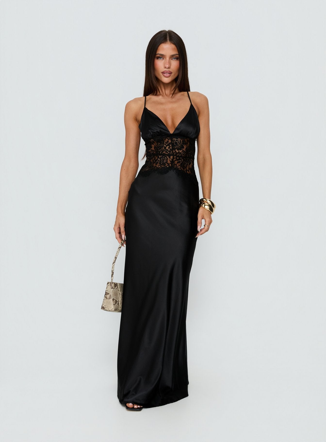 Klairee Lace Maxi Dress Black - women's maxi dress by Ellevoria - view 2