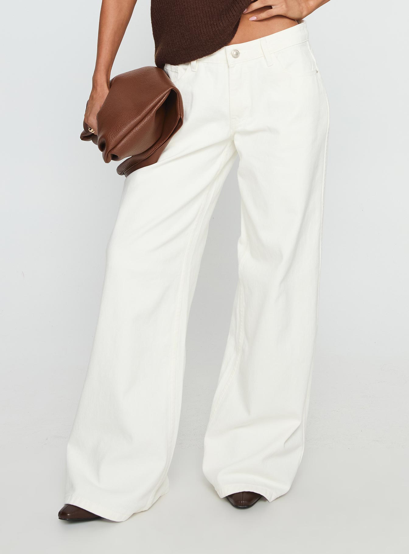 Ramos Low Rise Wide Leg Jeans White women's denim jeans by Ellevoria