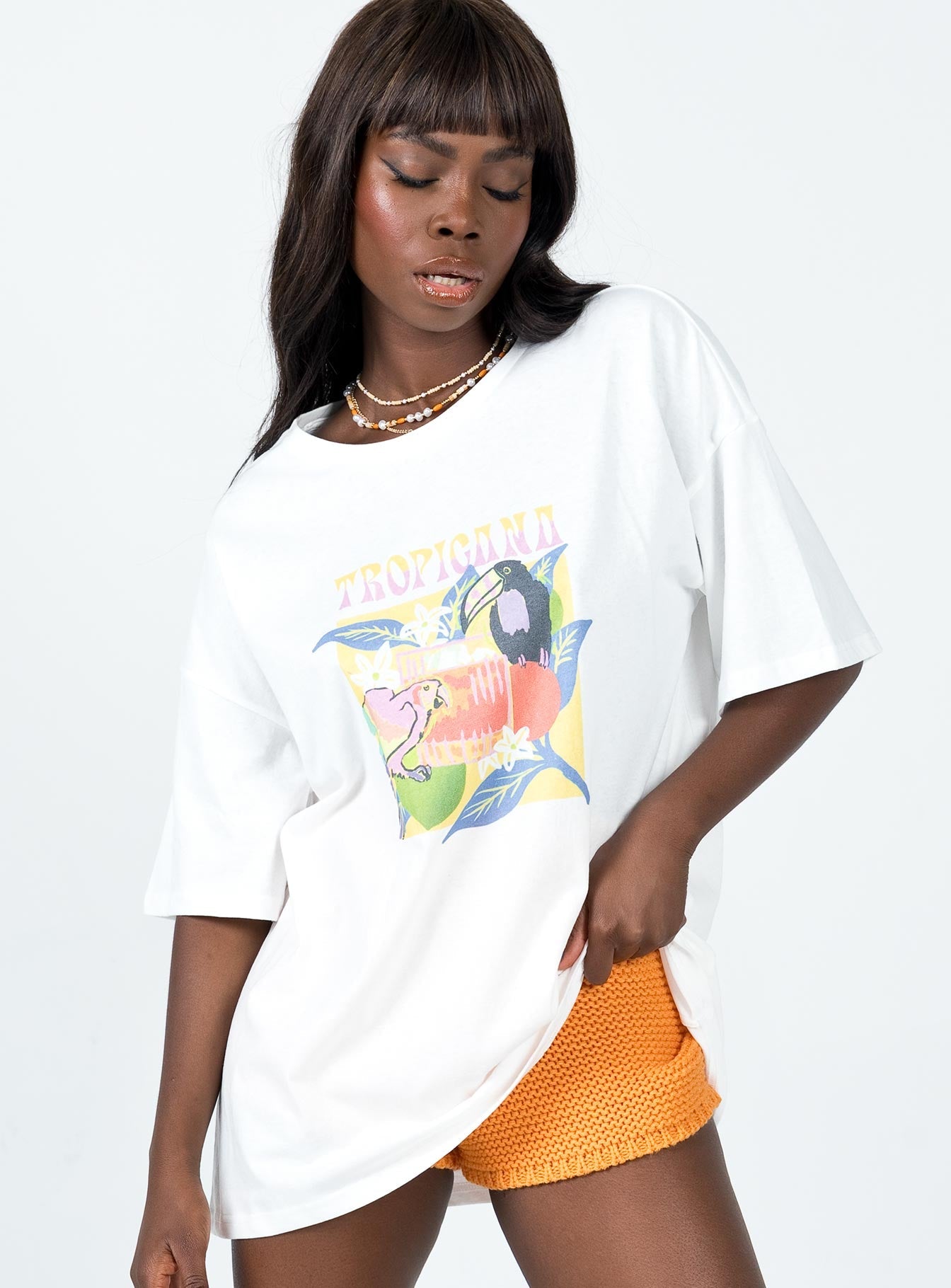 Tropicana Oversized Tee White - women's top by Ellevoria - view 3