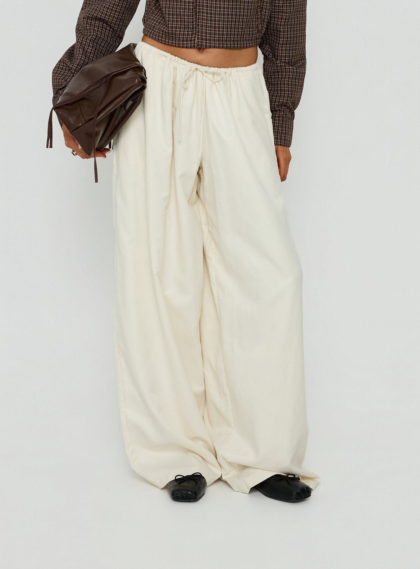 Bungala Oversized Relaxed Pants Ivory - loose fit women's bottoms by Ellevoria
