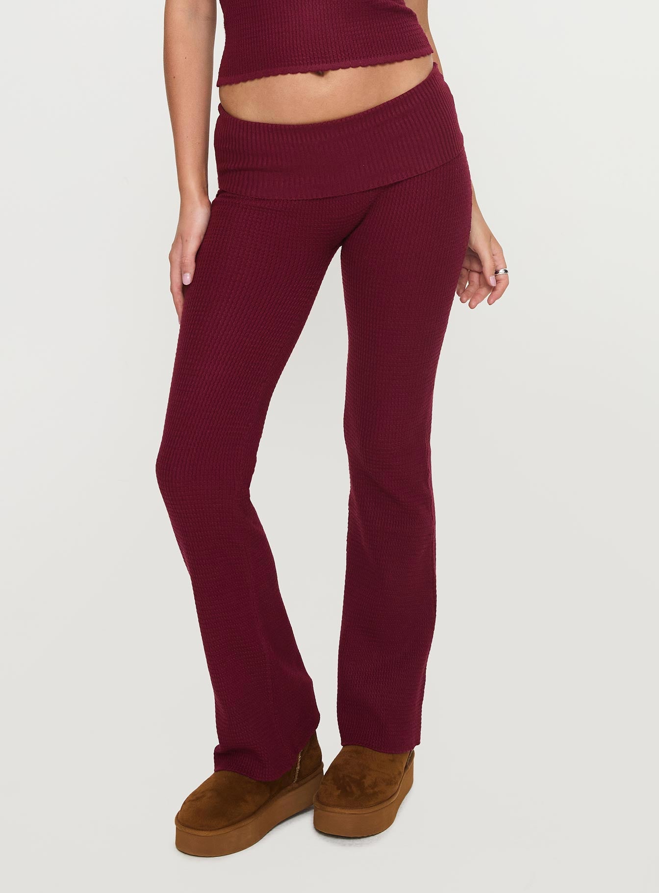 Closed Eyes Flared Pants Maroon women's pant set by Ellevoria