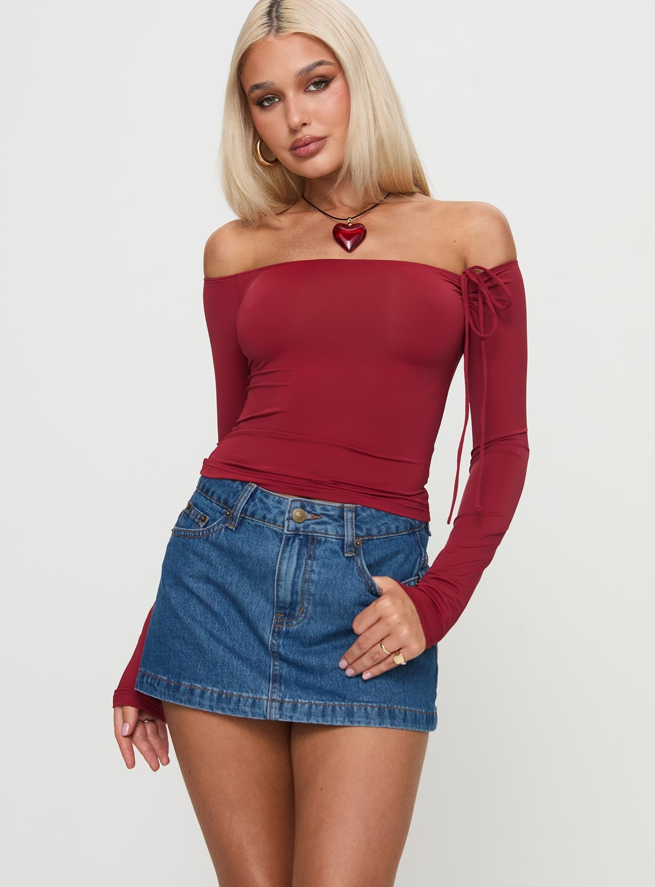 Nicolina Low Rise Denim Mini Skirt Light Wash women's skirt by Ellevoria
