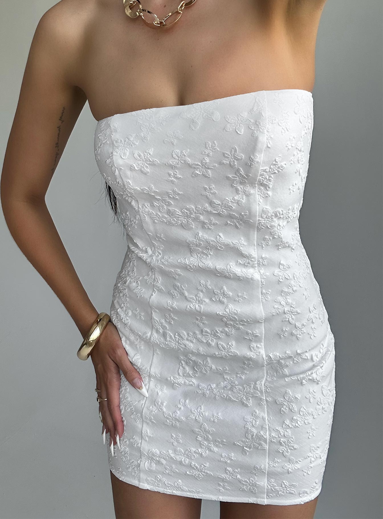Anja Mini Dress White - women's fashion by Ellevoria - view 7