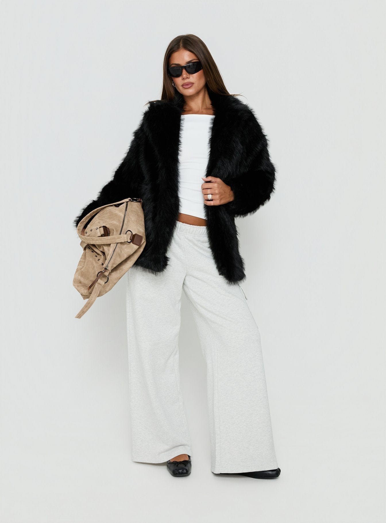 Super Trouper Faux Fur Jacket Black women's jacket by Ellevoria