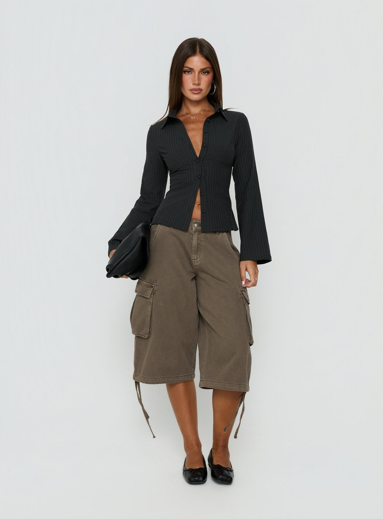 Anni Pinstripe Shirt Black - women's shirt by Ellevoria - view 3