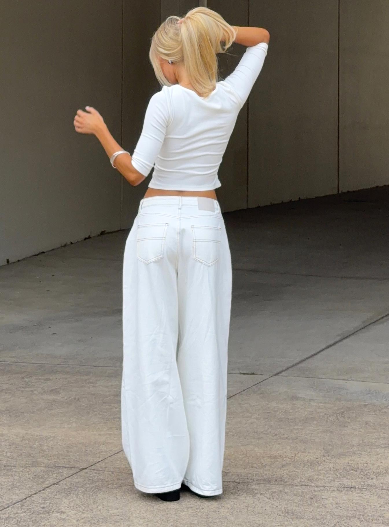 Naylor Mid Rise Wide Leg Jeans Cream Tall women's denim jeans by Ellevoria