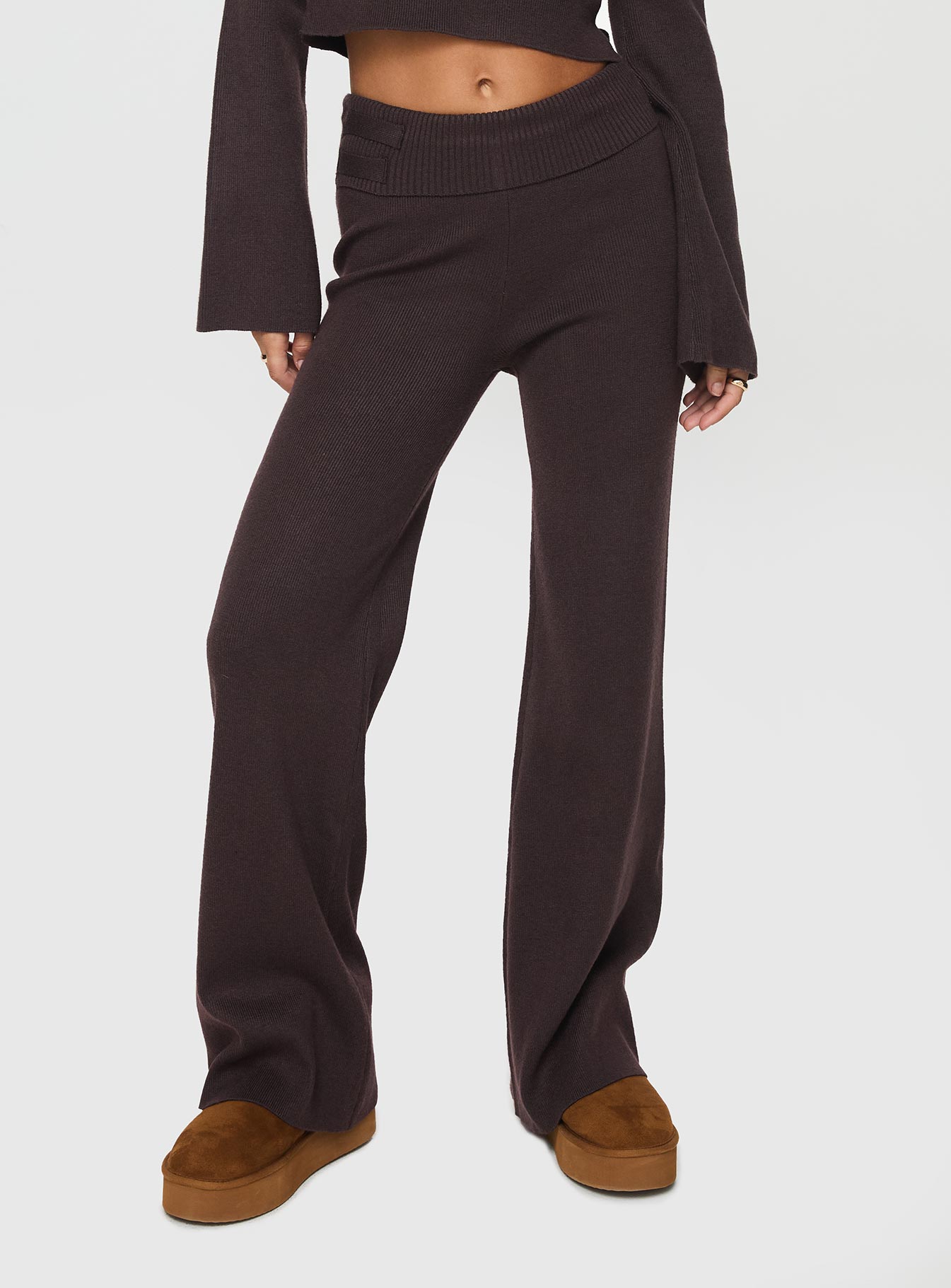 Try Me Knit Pants Chocolate women's pant set by Ellevoria