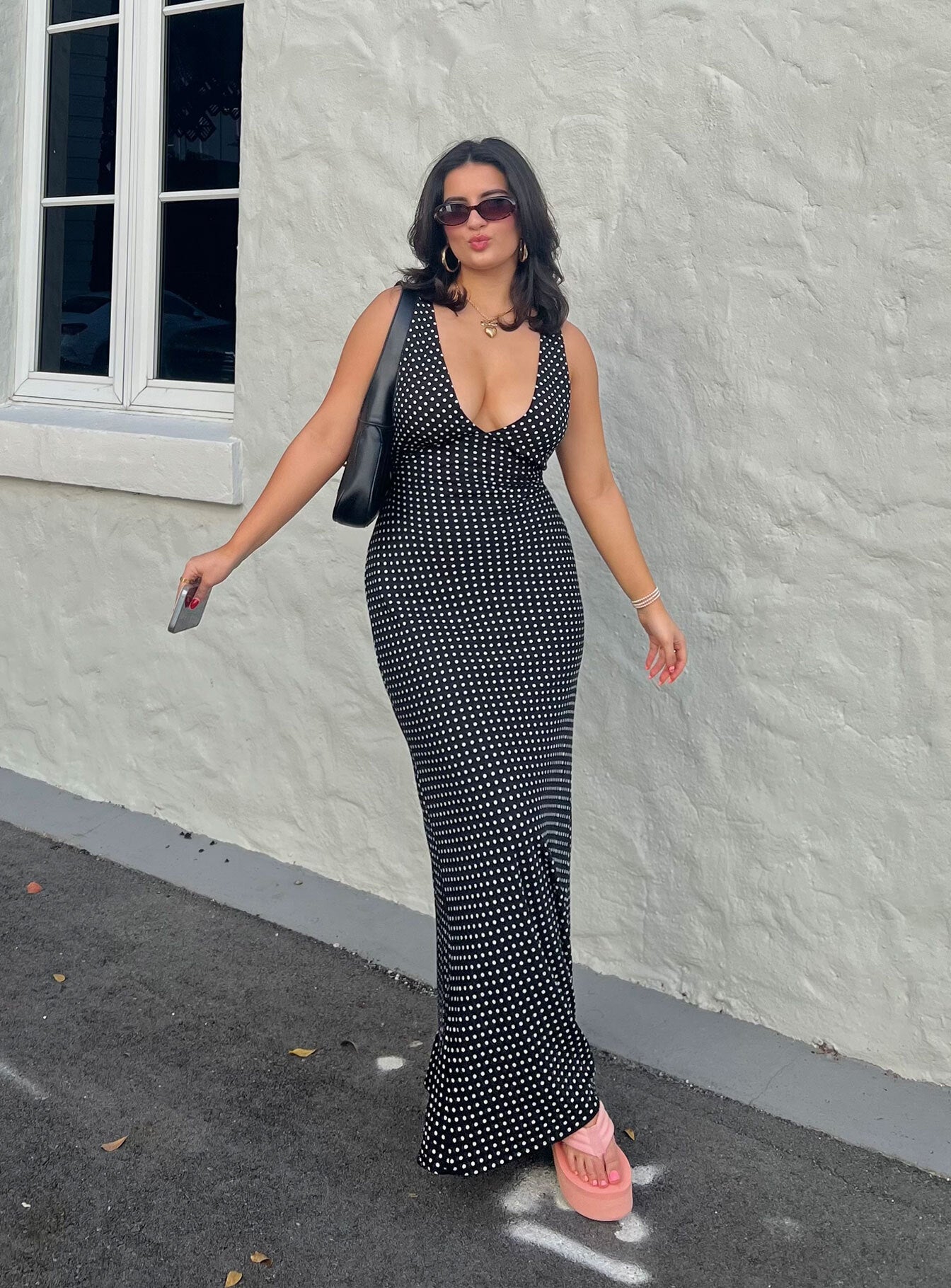 Nellie Maxi Dress Black Polka Dot - women's maxi dress by Ellevoria - view 6