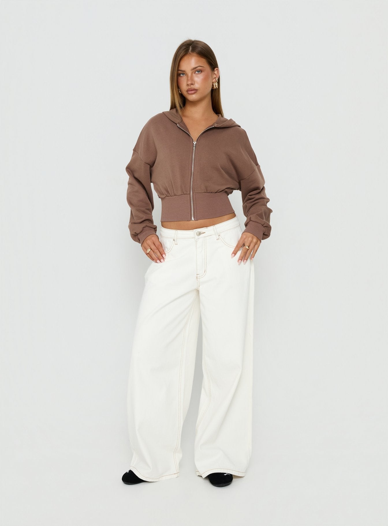 Naylor Mid Rise Wide Leg Jeans Cream women's denim jeans by Ellevoria