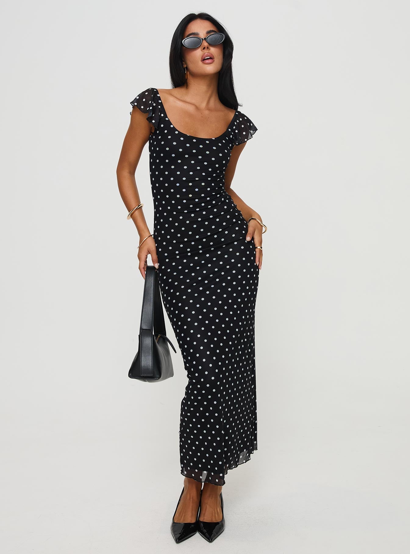 Sandberg Maxi Dress Black Polka Dot - women's maxi dress by Ellevoria - view 2