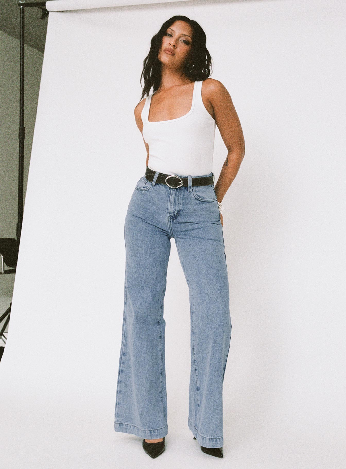 Goldie High Rise Wide Leg Jeans Light Wash women's denim jeans by Ellevoria