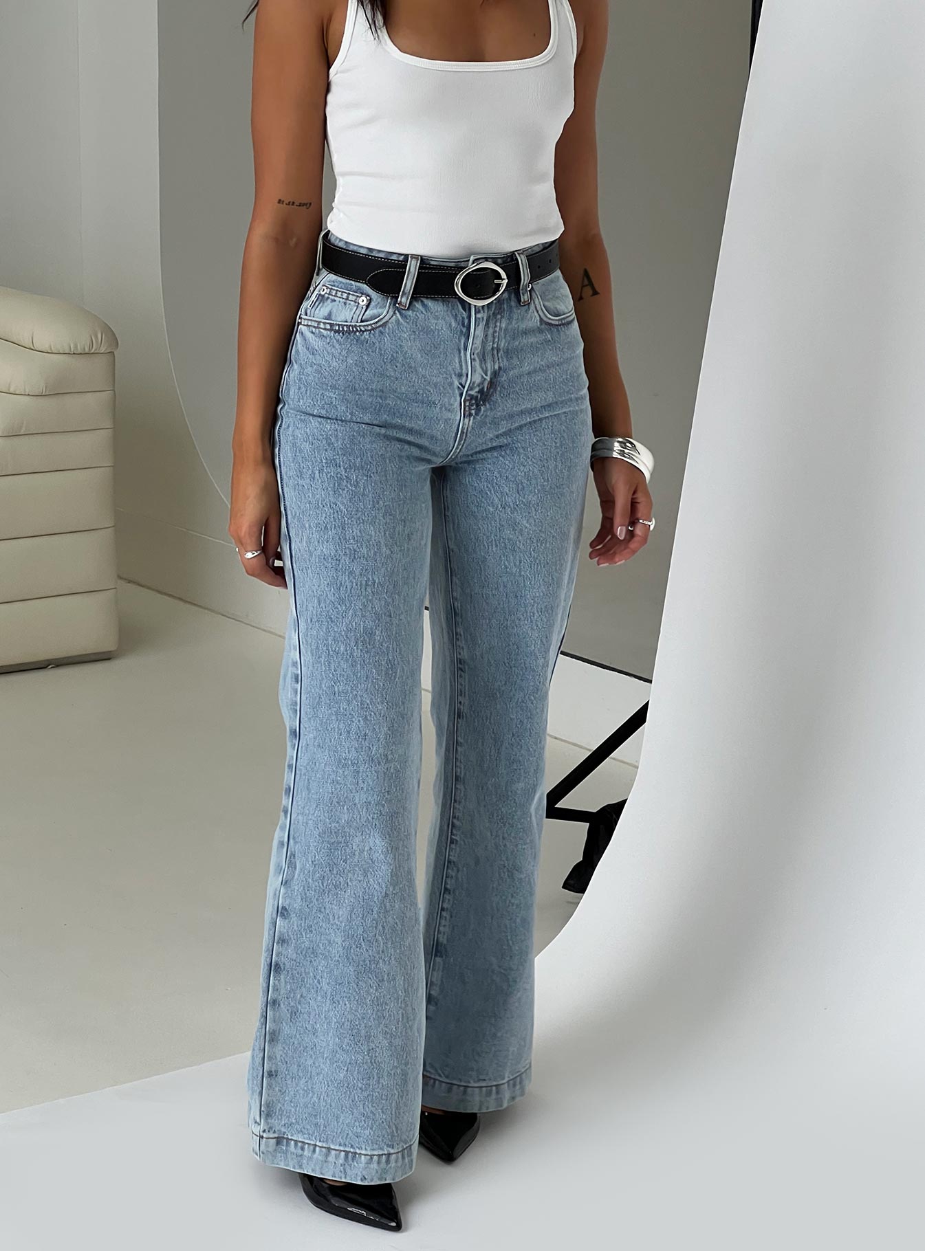 Goldie High Rise Wide Leg Jeans Light Wash women's denim jeans by Ellevoria