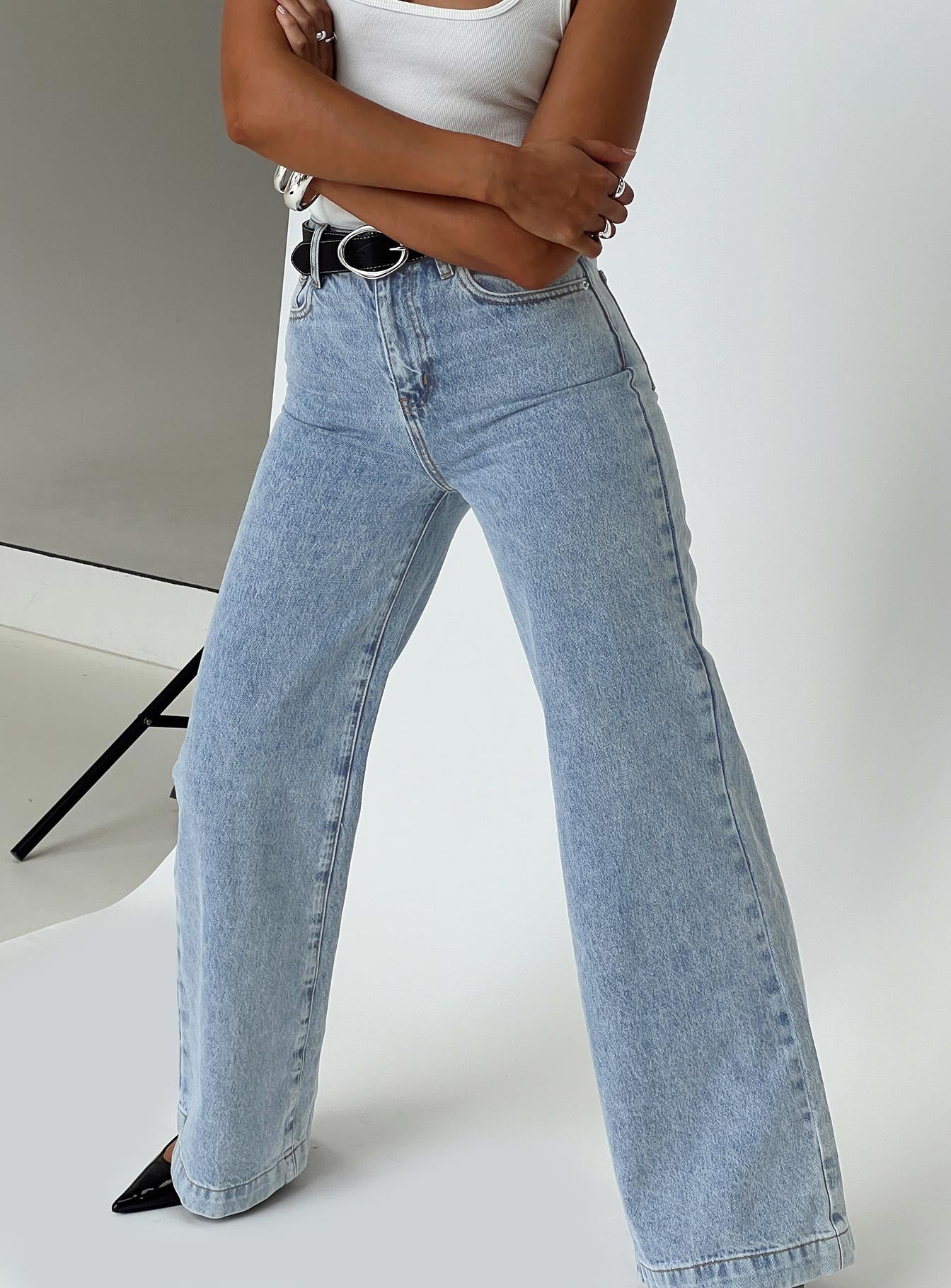 Goldie High Rise Wide Leg Jeans Light Wash women's denim jeans by Ellevoria