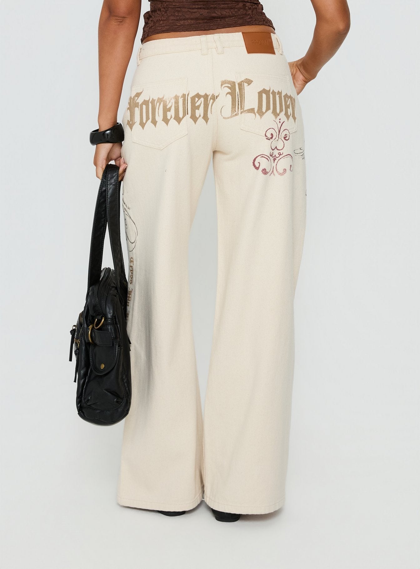 Than Forever Love Graphic Denim Jeans Cream women's denim jeans by Ellevoria