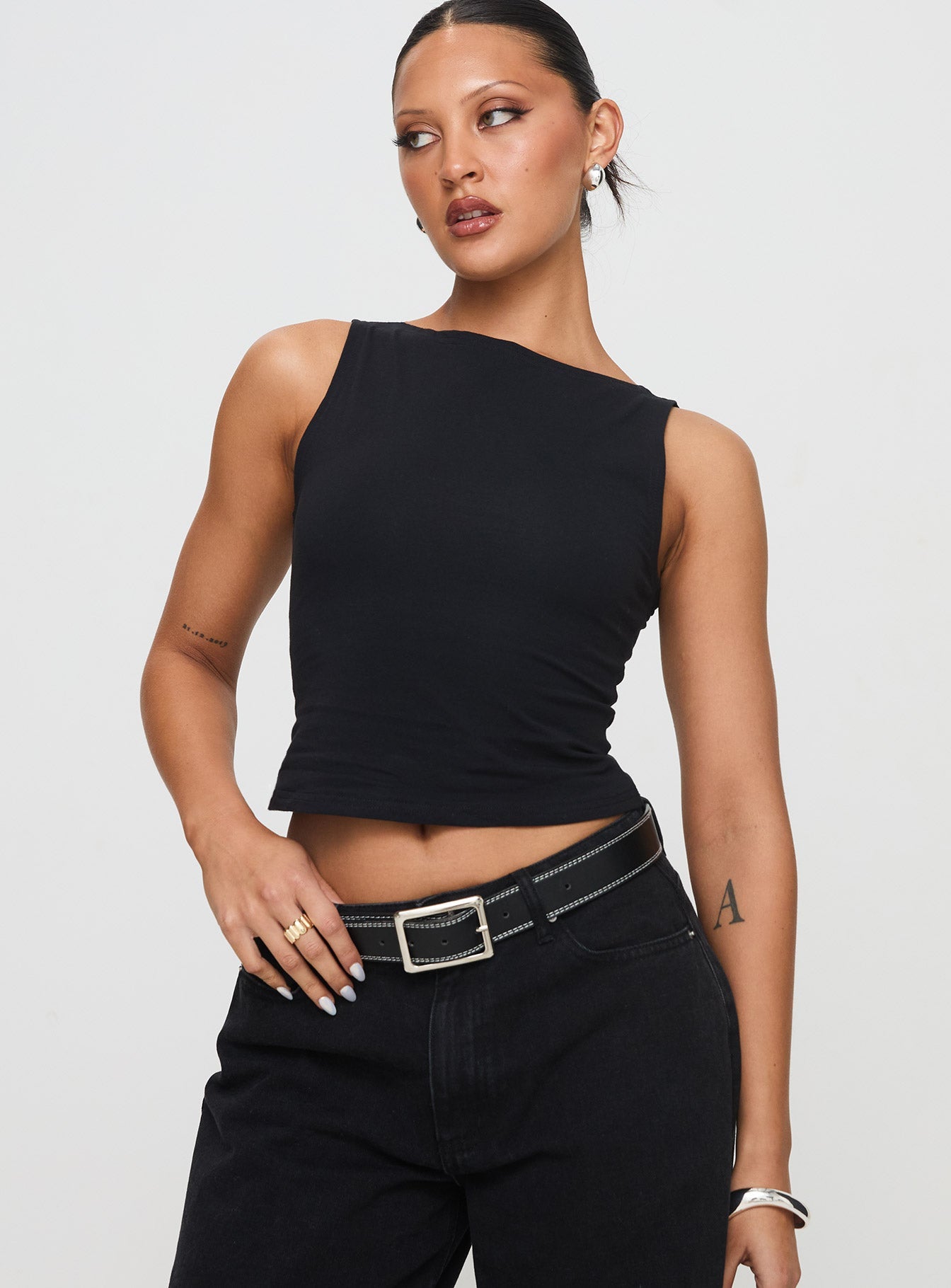 Bleeker High Neck Top Black - women's top by Ellevoria - view 2