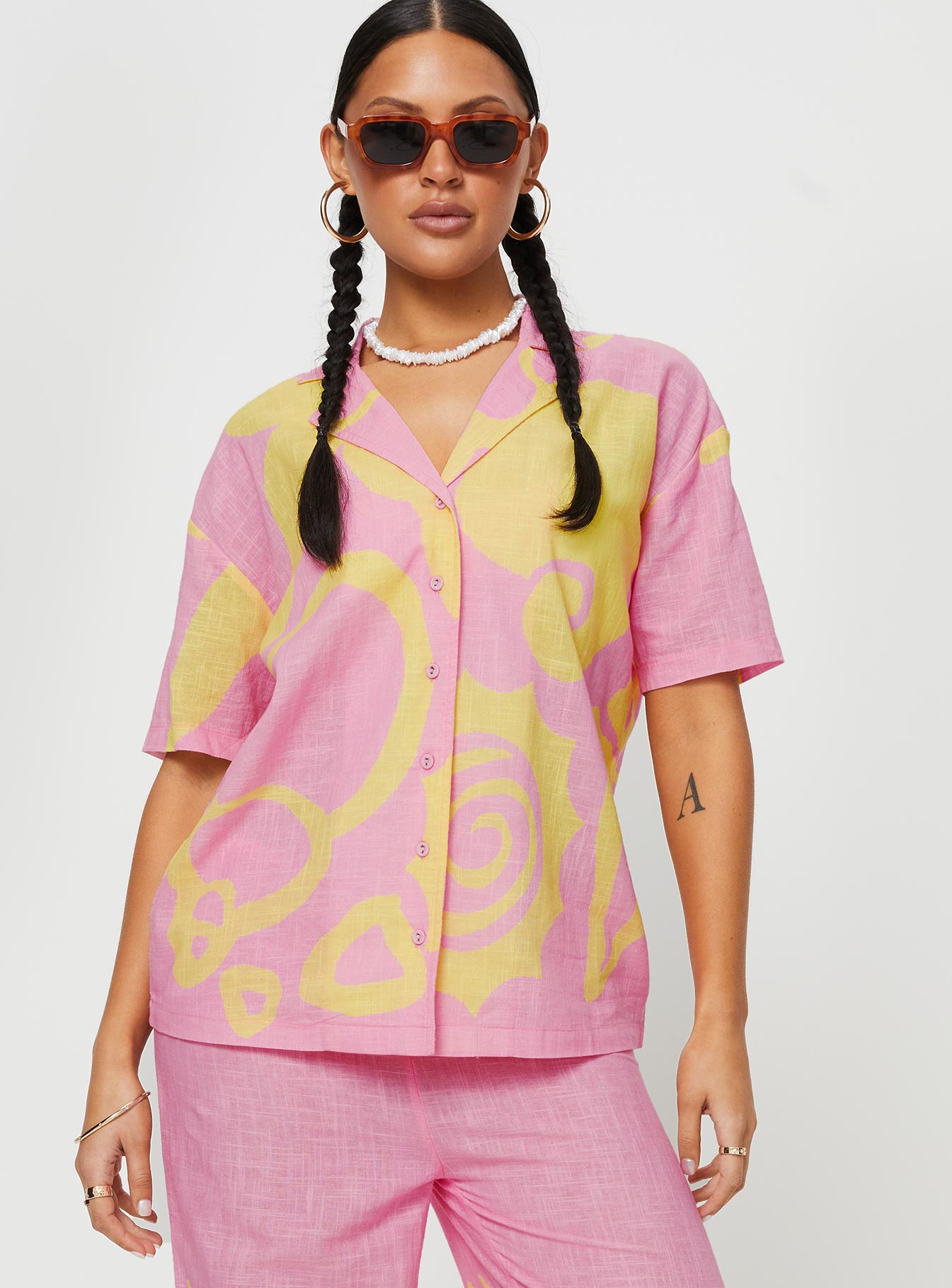 Sollene Top Pink / Yellow - women's shirt by Ellevoria - view 4