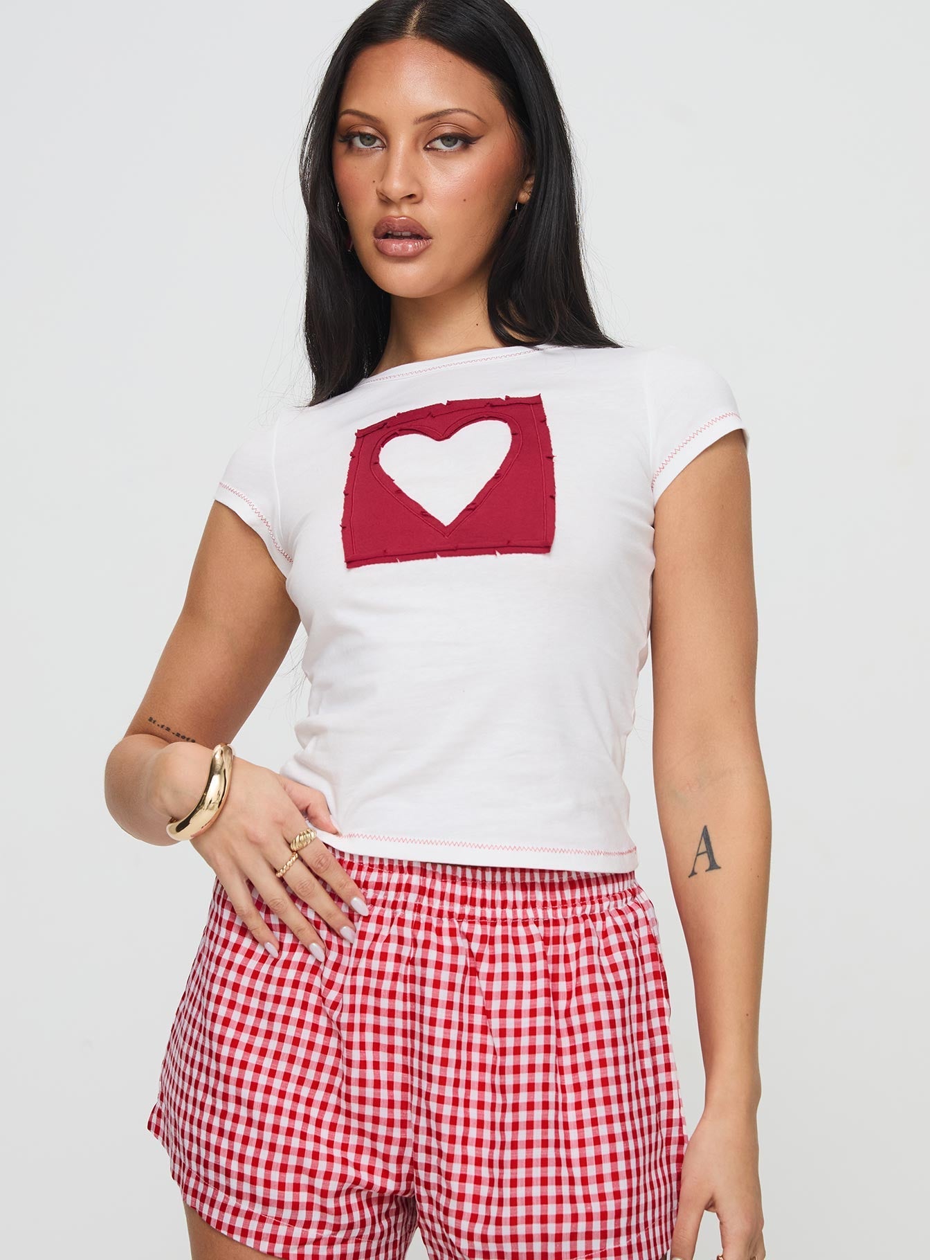 Were Lovers Baby Tee White - women's top by Ellevoria - view 2