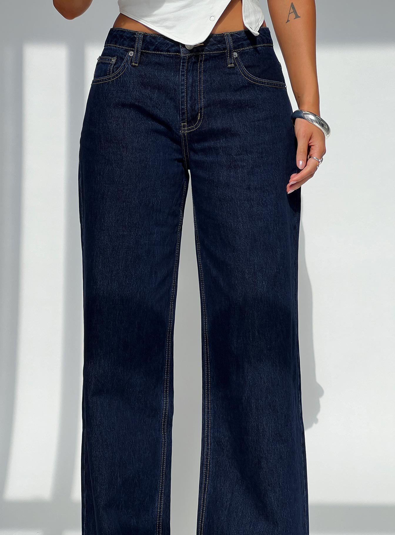 Darla Low Rise Straight Leg Jean Dark Blue Wash women's denim jeans by Ellevoria
