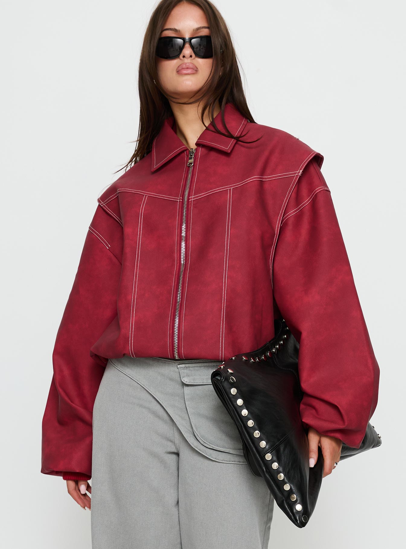 Vista Bomber Jacket Crimson women's jacket by Ellevoria