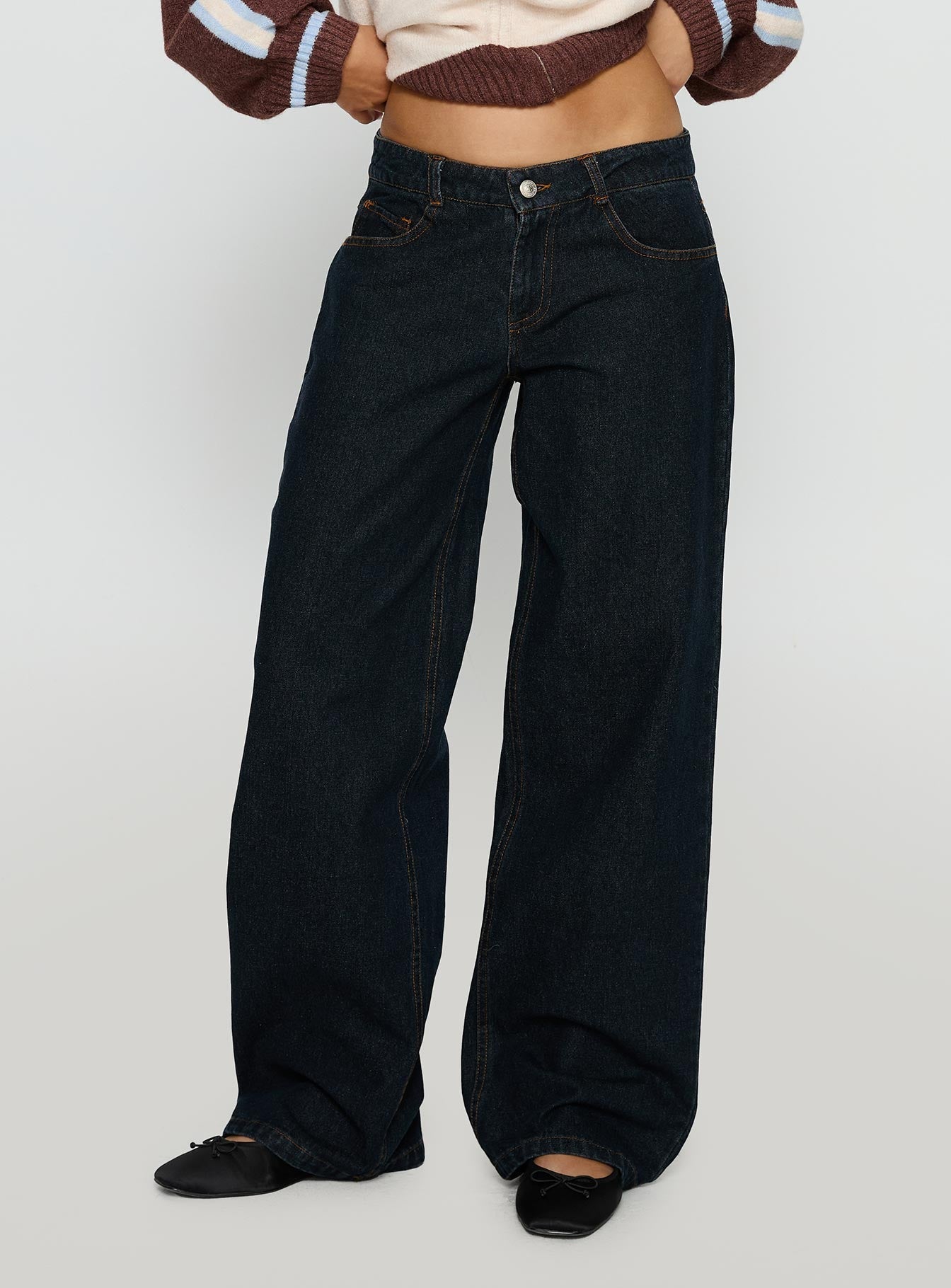 Korinne Low Rise Baggy Jeans Indigo women's denim jeans by Ellevoria