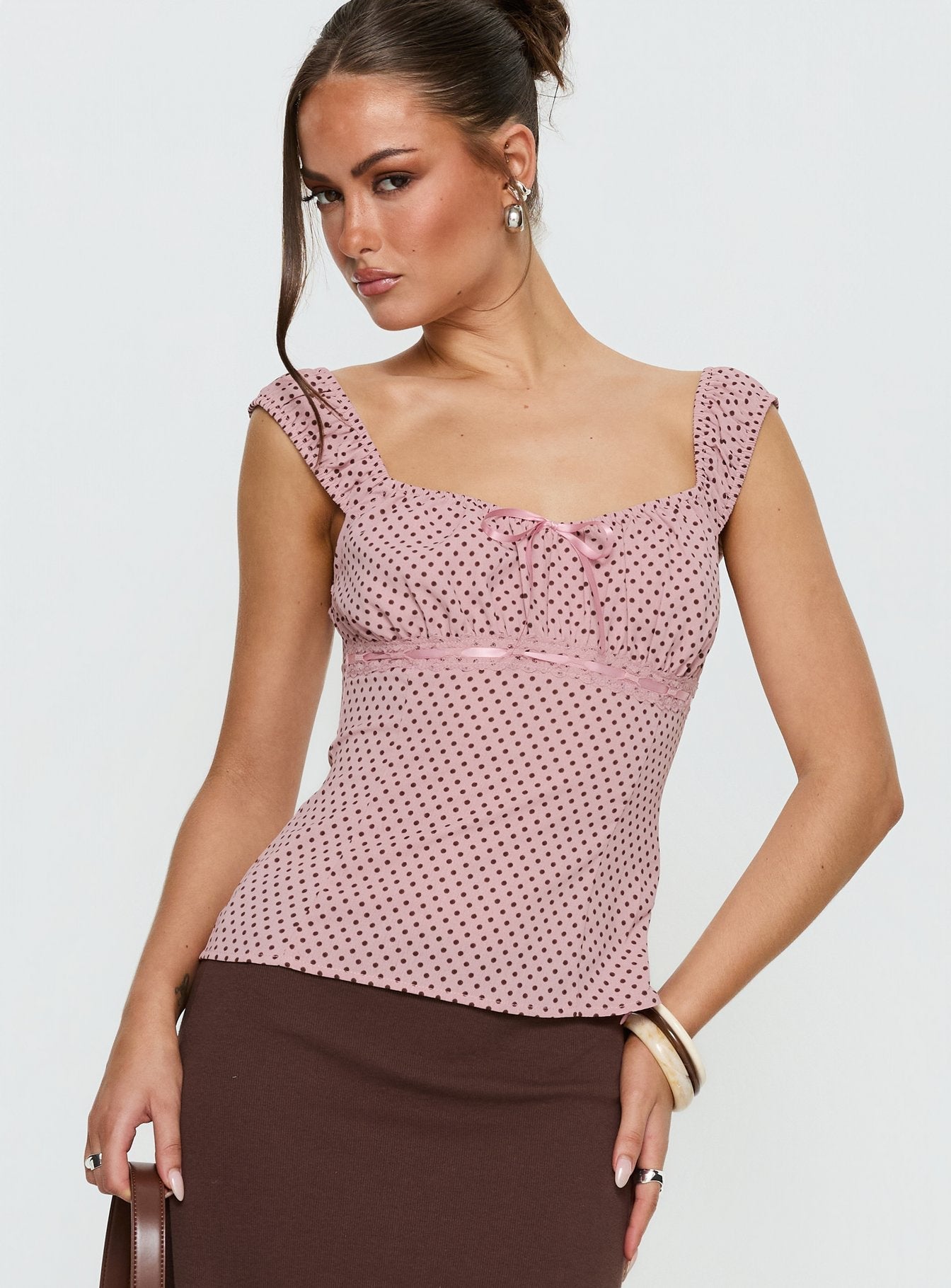 Garconne Top Pink Polka - women's top by Ellevoria