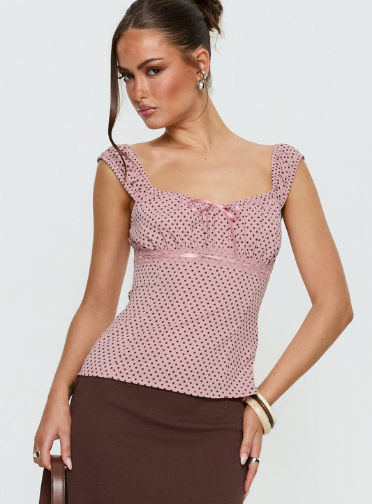 Garconne Top Pink Polka - women's top by Ellevoria