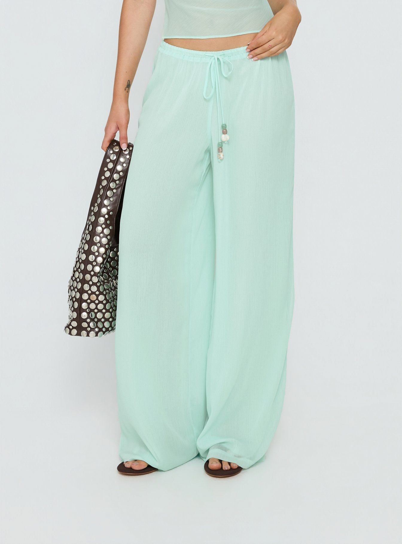 Distinction Chiffon Pants Aqua women's pant set by Ellevoria