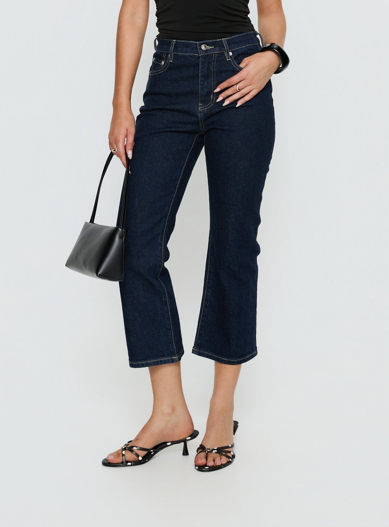 Cindee High Rise Cropped Jeans Raw Indigo women's denim jeans by Ellevoria