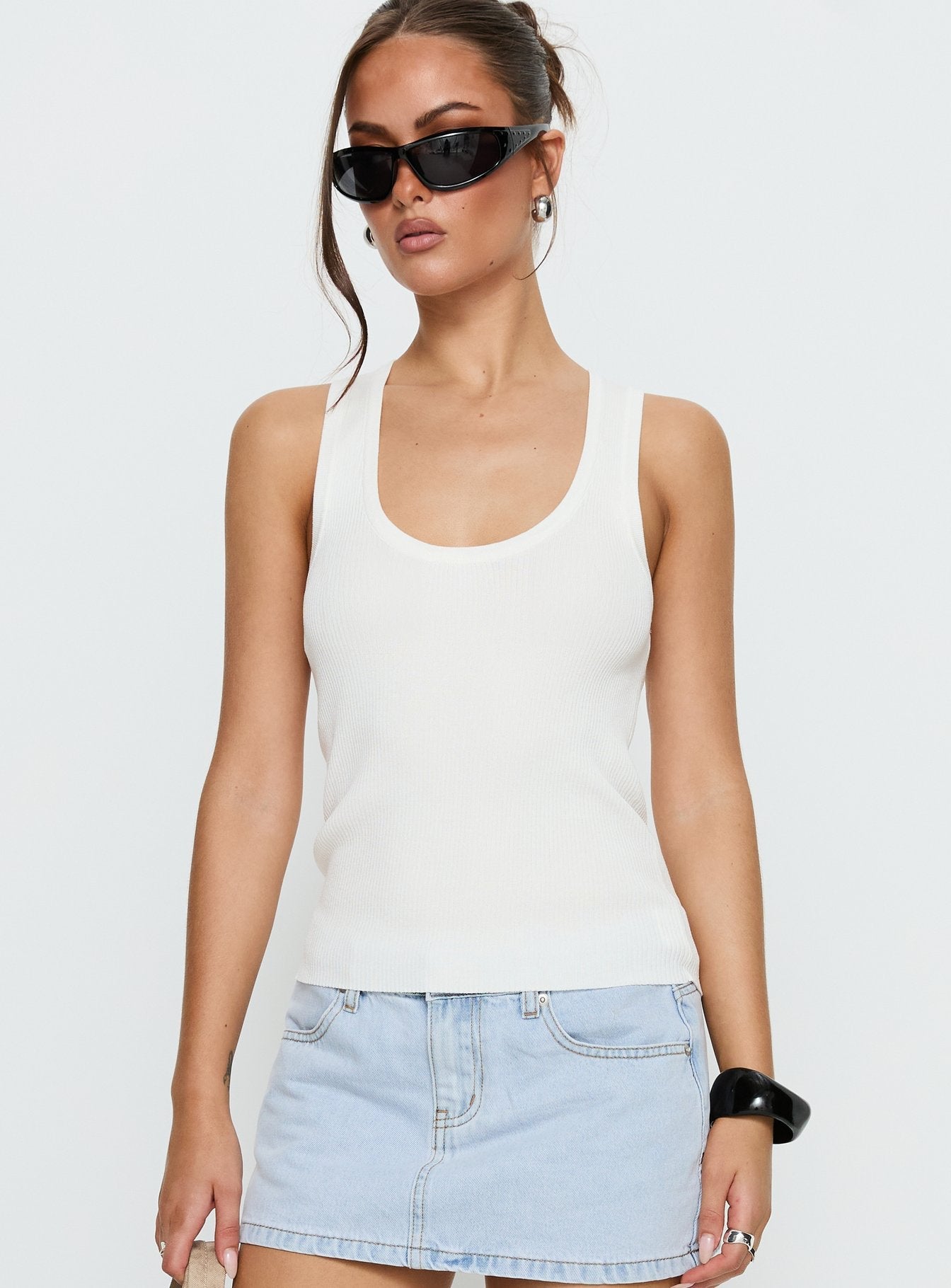Kyrella Longline Tank Top White - women's top by Ellevoria - view 2