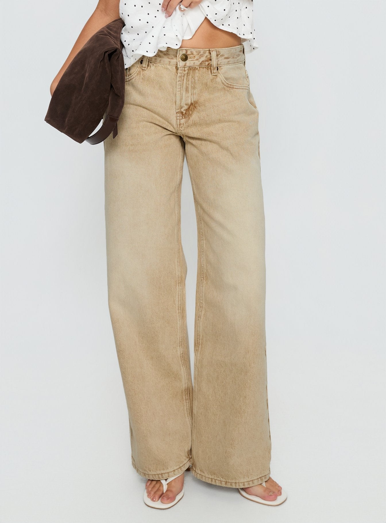 Serenitia Mid Rise Relaxed Jeans Sandy Brown Wash women's denim jeans by Ellevoria