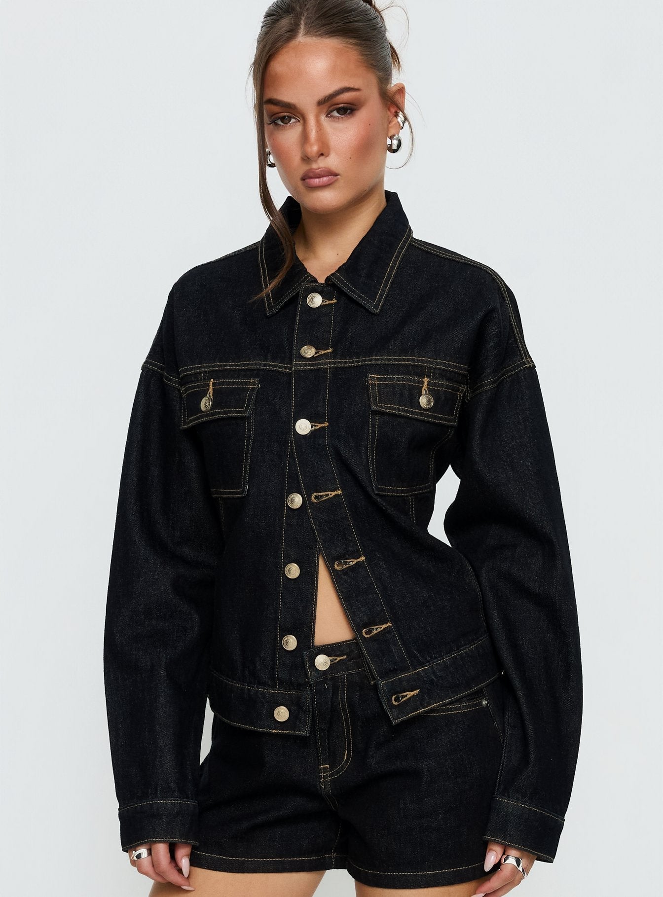 Caresse Cinched Denim Jacket Raw Denim women's jacket by Ellevoria